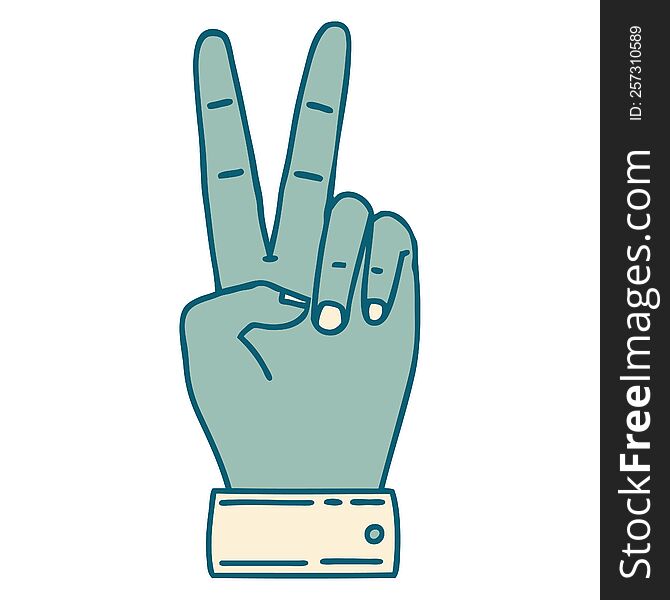 Peace Symbol Two Finger Hand Gesture Illustration