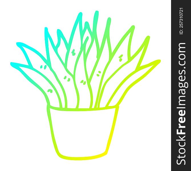 cold gradient line drawing cartoon house plant