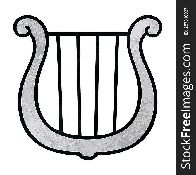 Retro Grunge Texture Cartoon Traditional Harp