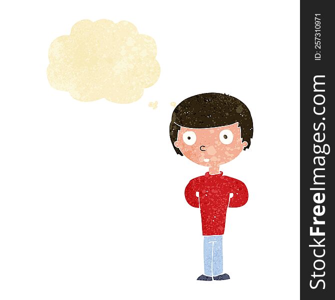 Cartoon Worried Man With Thought Bubble