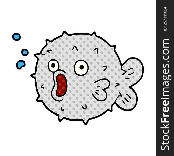 cartoon doodle blow fish