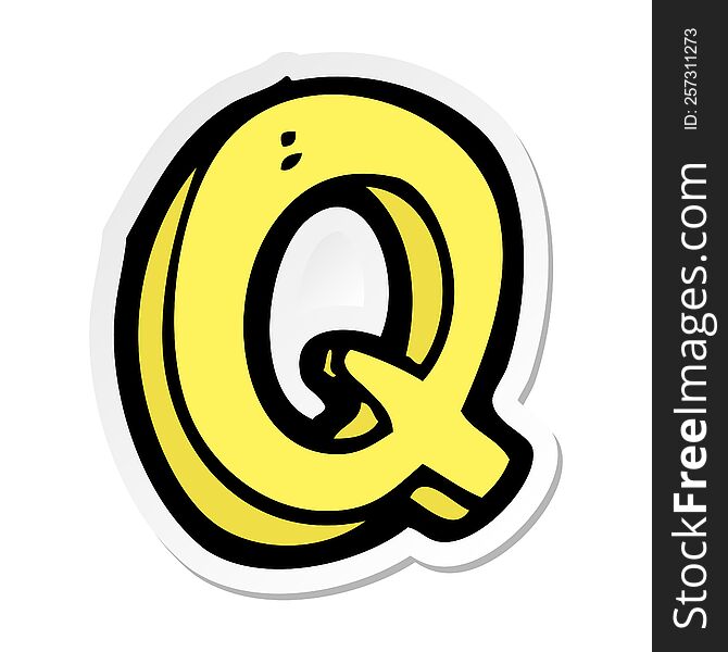 Sticker Of A Cartoon Letter Q