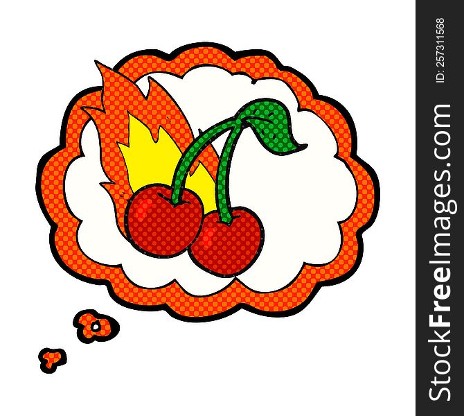 thought bubble cartoon flaming cherries