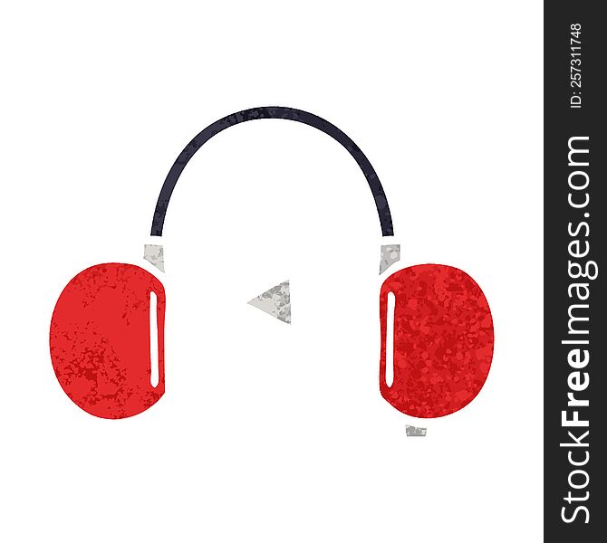 retro illustration style cartoon of a retro headphones