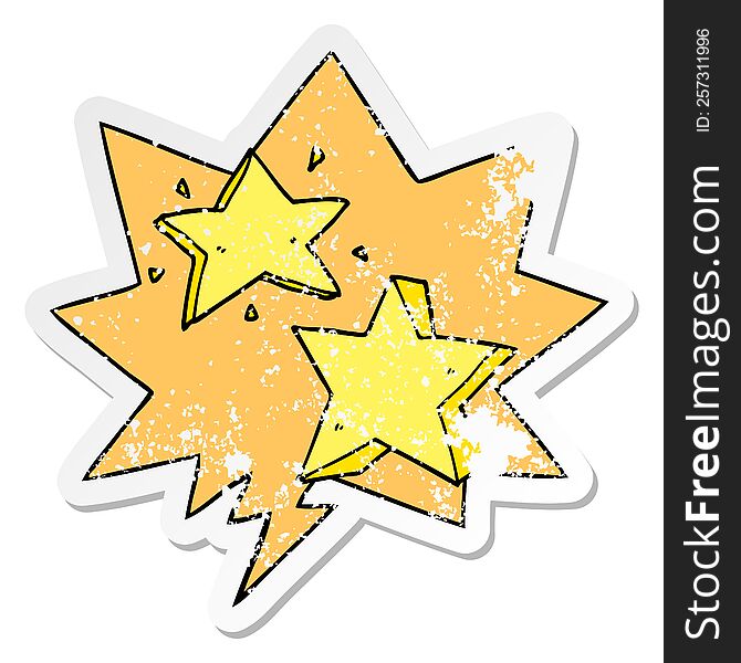Cartoon Star And Speech Bubble Distressed Sticker