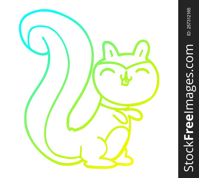 cold gradient line drawing of a cartoon happy squirrel
