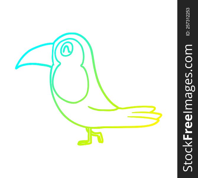 Cold Gradient Line Drawing Cartoon Toucan