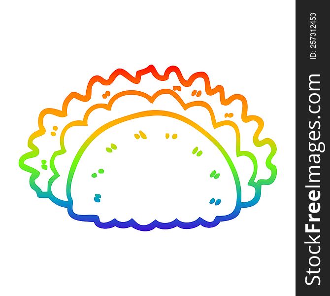 rainbow gradient line drawing of a cartoon healthy taco
