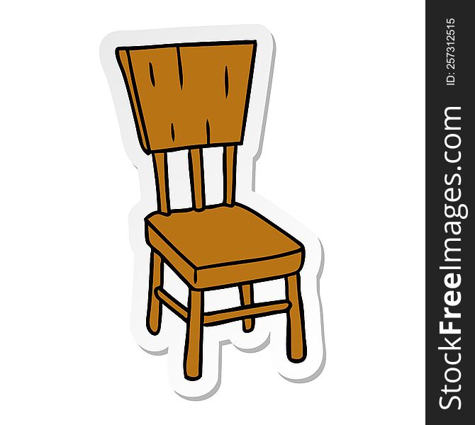 Sticker Cartoon Doodle Of A  Wooden Chair