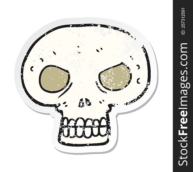 Retro Distressed Sticker Of A Cartoon Skull