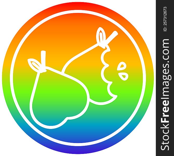 bitten pears circular icon with rainbow gradient finish. bitten pears circular icon with rainbow gradient finish