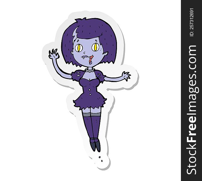 Sticker Of A Cartoon Happy Vampire Girl