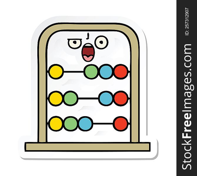 Sticker Of A Cute Cartoon Abacus