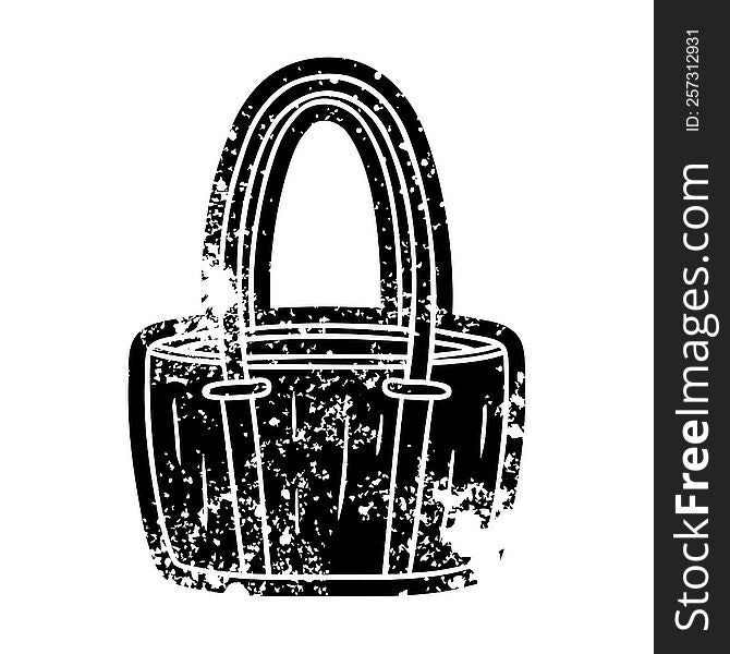 Grunge Icon Drawing Of A Red Big Bag
