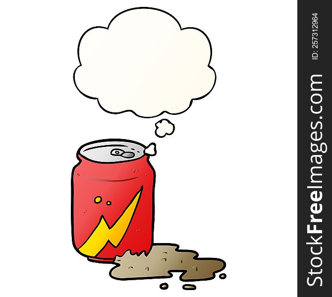 Cartoon Soda Can And Thought Bubble In Smooth Gradient Style