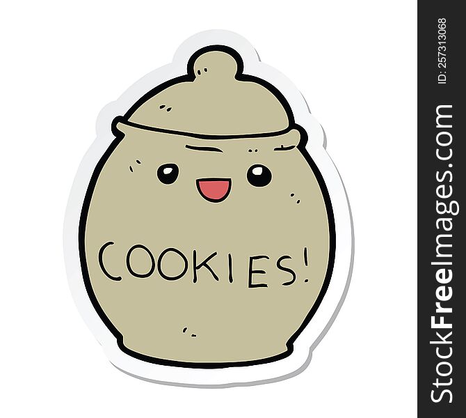 sticker of a cute cartoon cookie jar