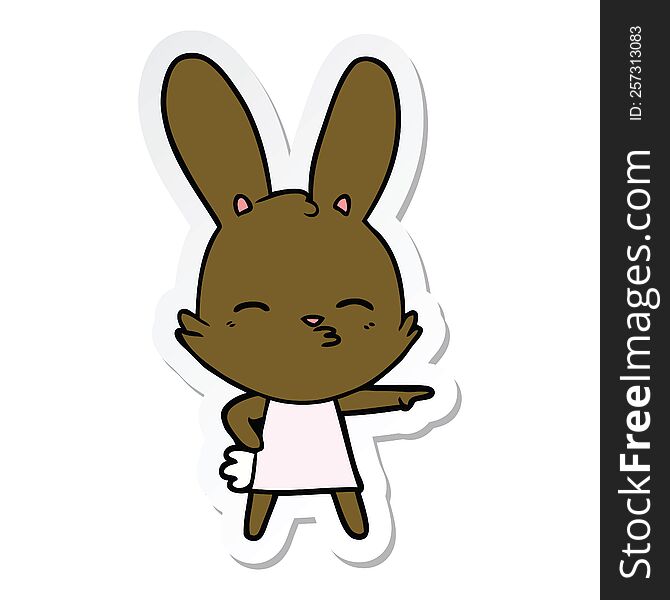 sticker of a curious bunny cartoon