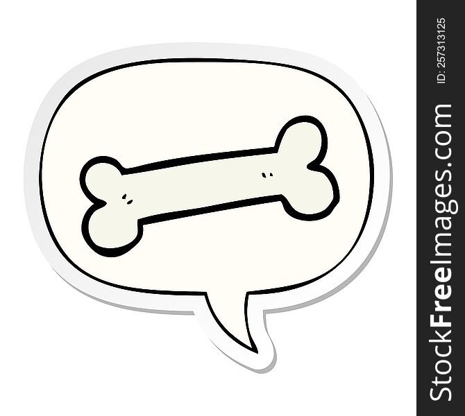 Cartoon Bone And Speech Bubble Sticker