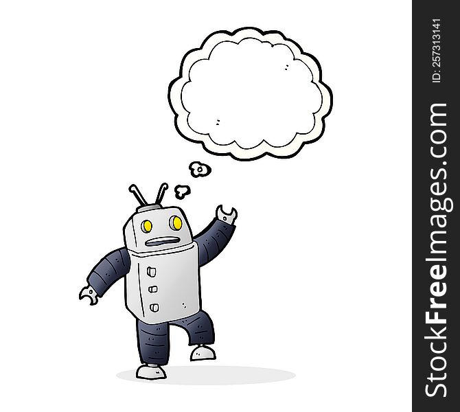 Cartoon Robot With Thought Bubble