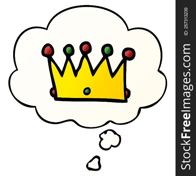 Cartoon Crown And Thought Bubble In Smooth Gradient Style