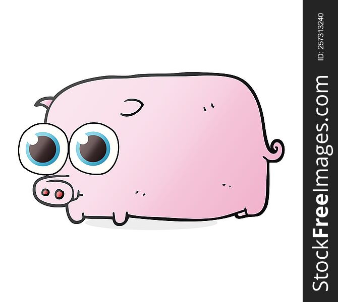 freehand drawn cartoon piglet with big pretty eyes