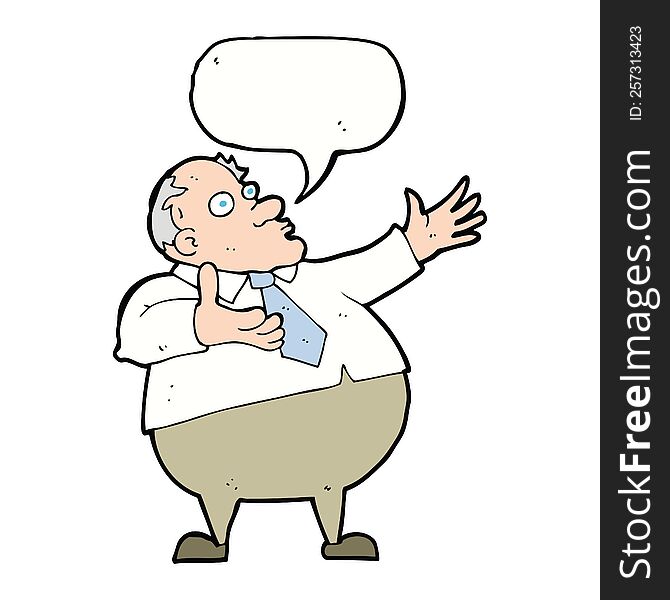 Cartoon Exasperated Middle Aged Man With Speech Bubble