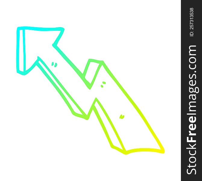 cold gradient line drawing of a cartoon rising arrow