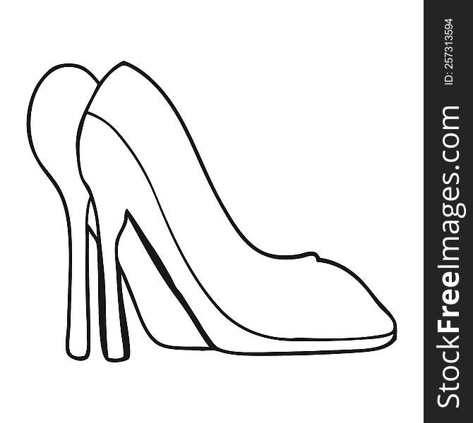 black and white cartoon high heel shoes