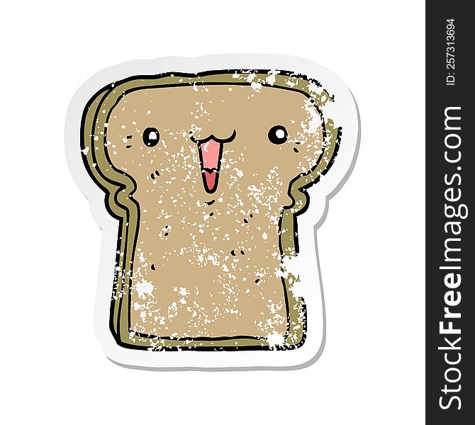 distressed sticker of a cute cartoon toast