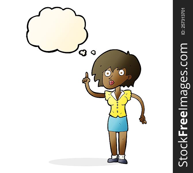 Cartoon Woman With Question With Thought Bubble