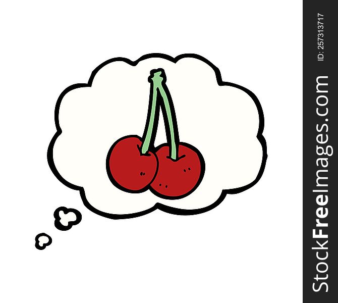 Cartoon Cherries With Thought Bubble