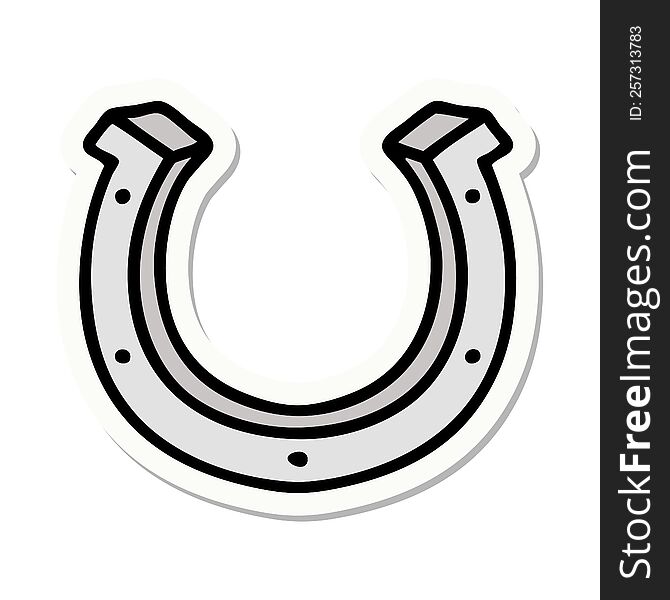 sticker of tattoo in traditional style of a horse shoe. sticker of tattoo in traditional style of a horse shoe