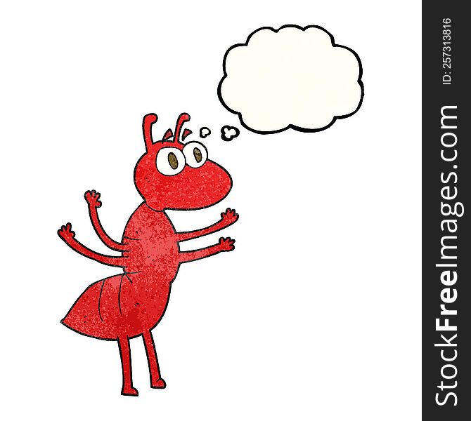 freehand drawn thought bubble textured cartoon ant