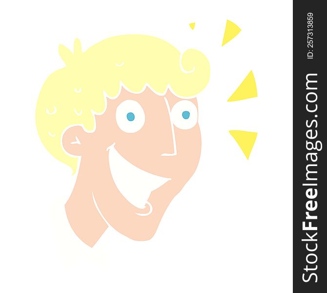 Flat Color Illustration Of A Cartoon Excited Man