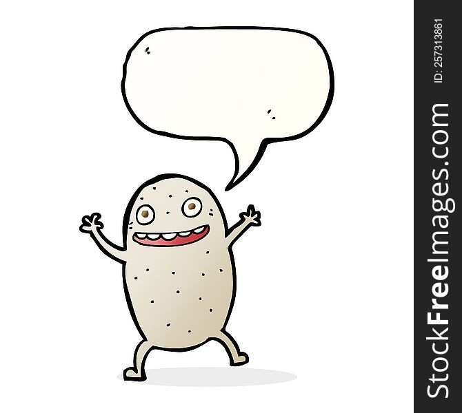 cartoon happy potato with speech bubble