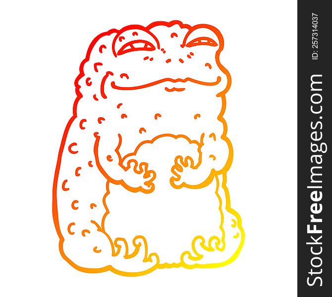 Warm Gradient Line Drawing Cartoon Smug Toad