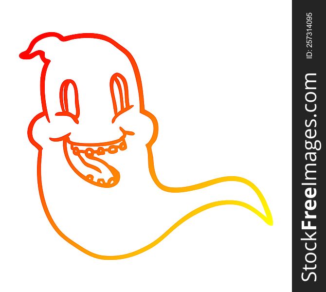 Warm Gradient Line Drawing Spooky Ghost