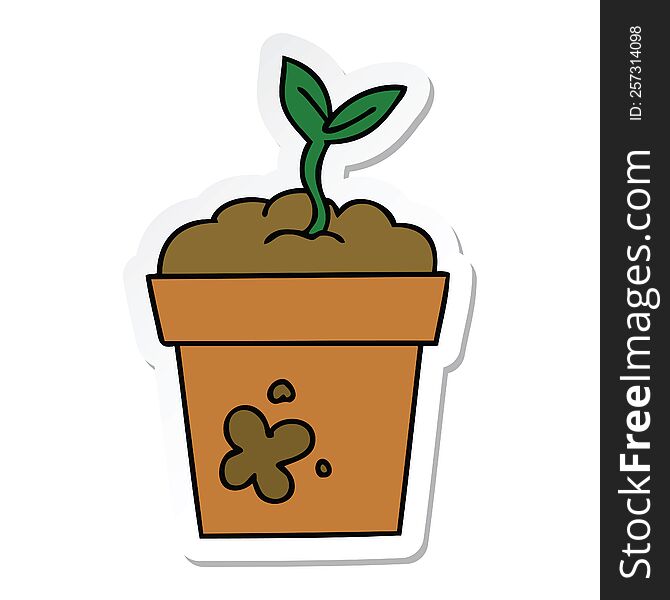 sticker of a quirky hand drawn cartoon seedling