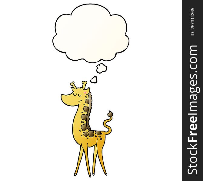 cartoon giraffe with thought bubble in smooth gradient style