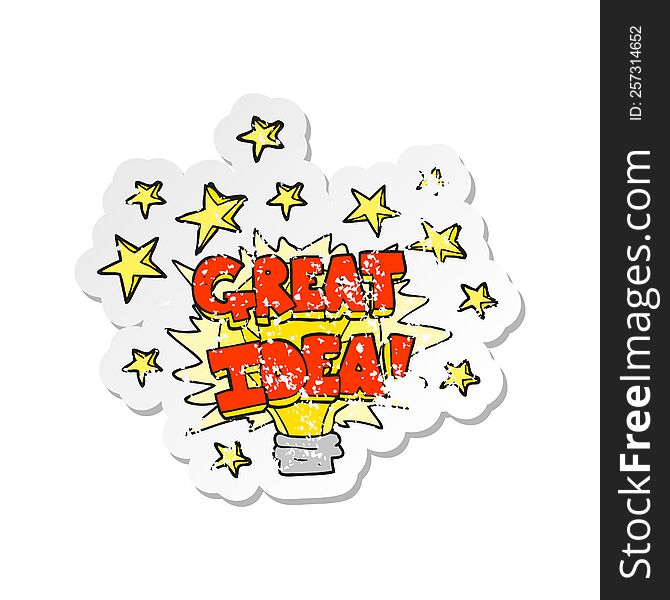 retro distressed sticker of a cartoon great idea light bulb symbol