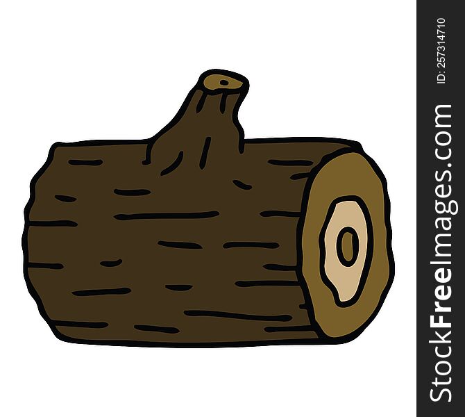 Quirky Hand Drawn Cartoon Wooden Log