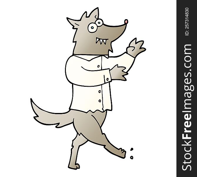 Vector Gradient Illustration Cartoon Werewolf
