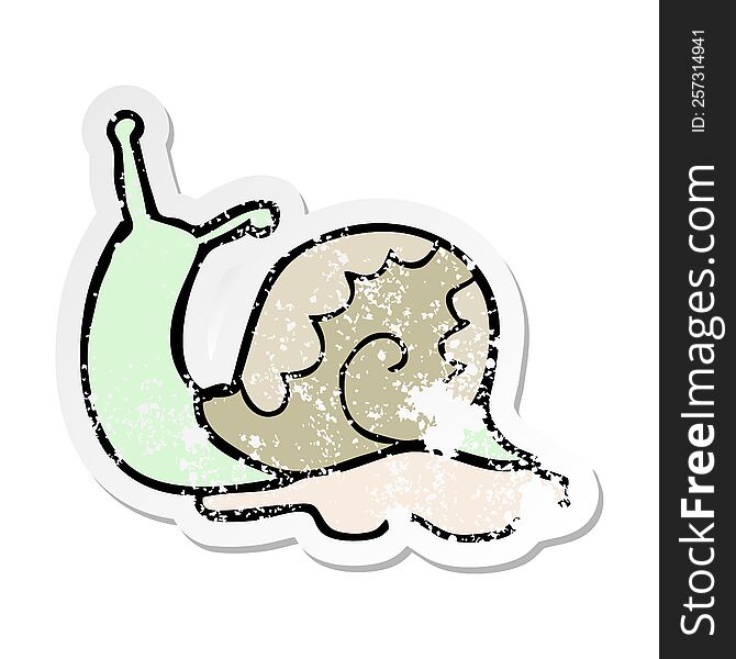 distressed sticker of a cartoon snail