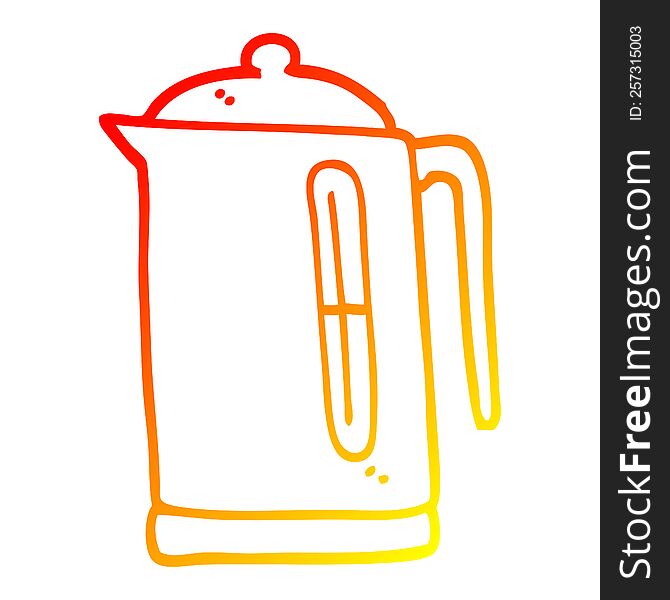 warm gradient line drawing of a cartoon kettle