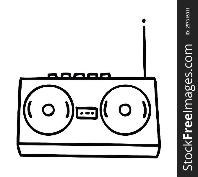 line drawing cartoon of a retro radio