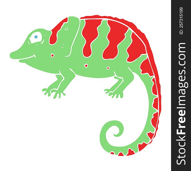 Flat Color Illustration Of A Cartoon Chameleon