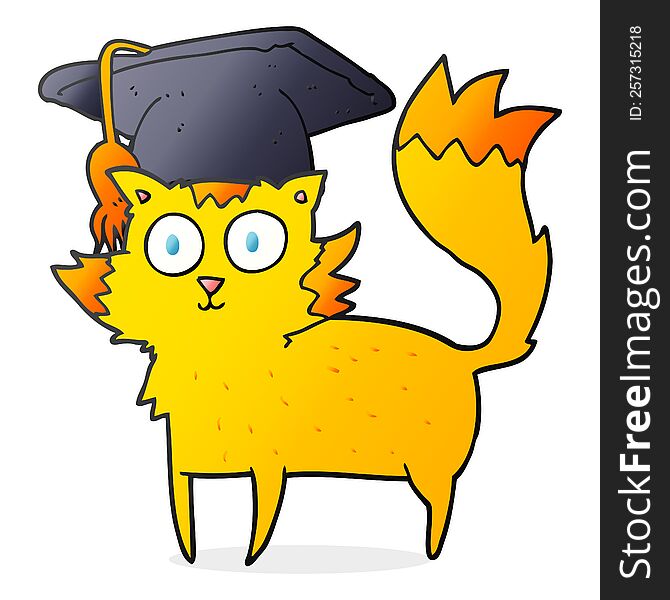 cartoon cat graduate