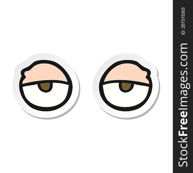 sticker of a cartoon tired eyes