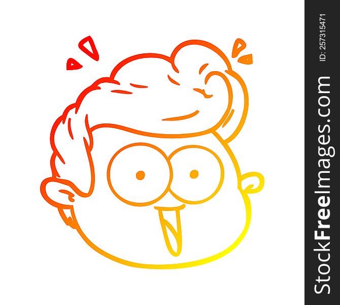 warm gradient line drawing of a cartoon male face surprised