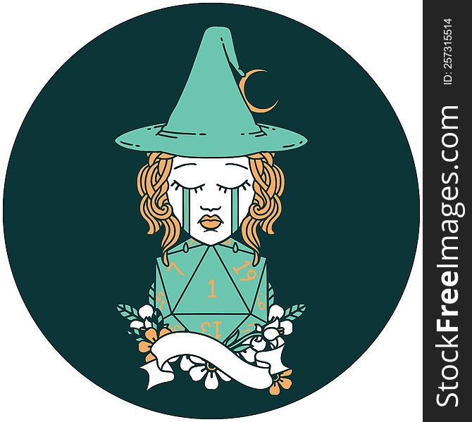 Human Witch With Natural One D20 Roll Icon